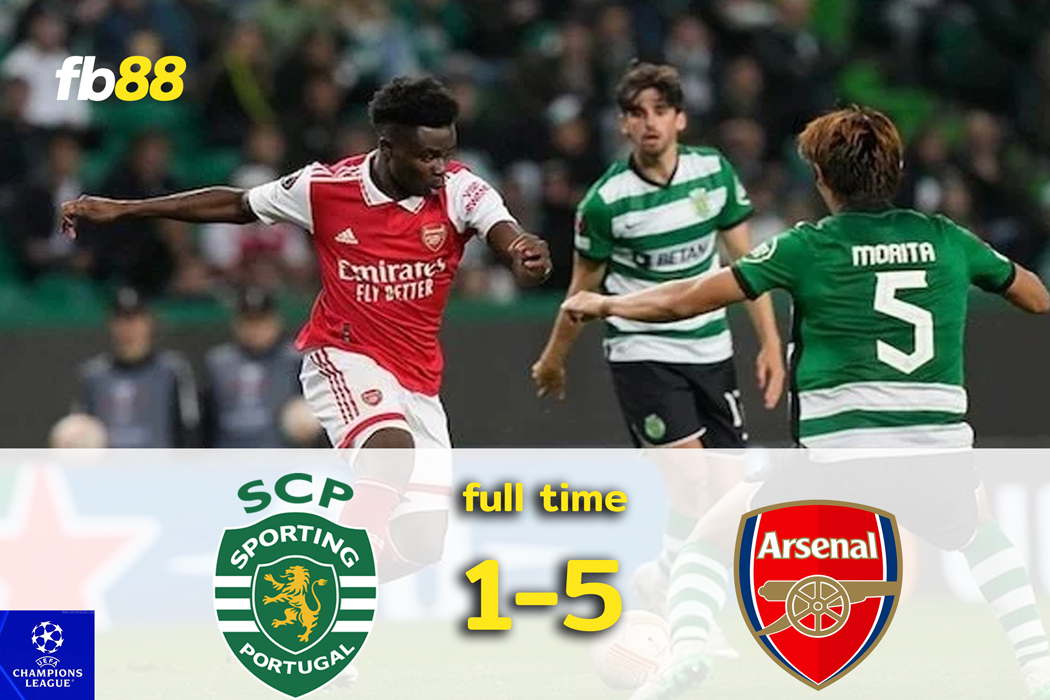 ผลบอล : ฟอร์มดีไม่มีตก สปอร์ติ้งลิสบอน พบ อาร์เซน่อล กระซวกยับ 5-1