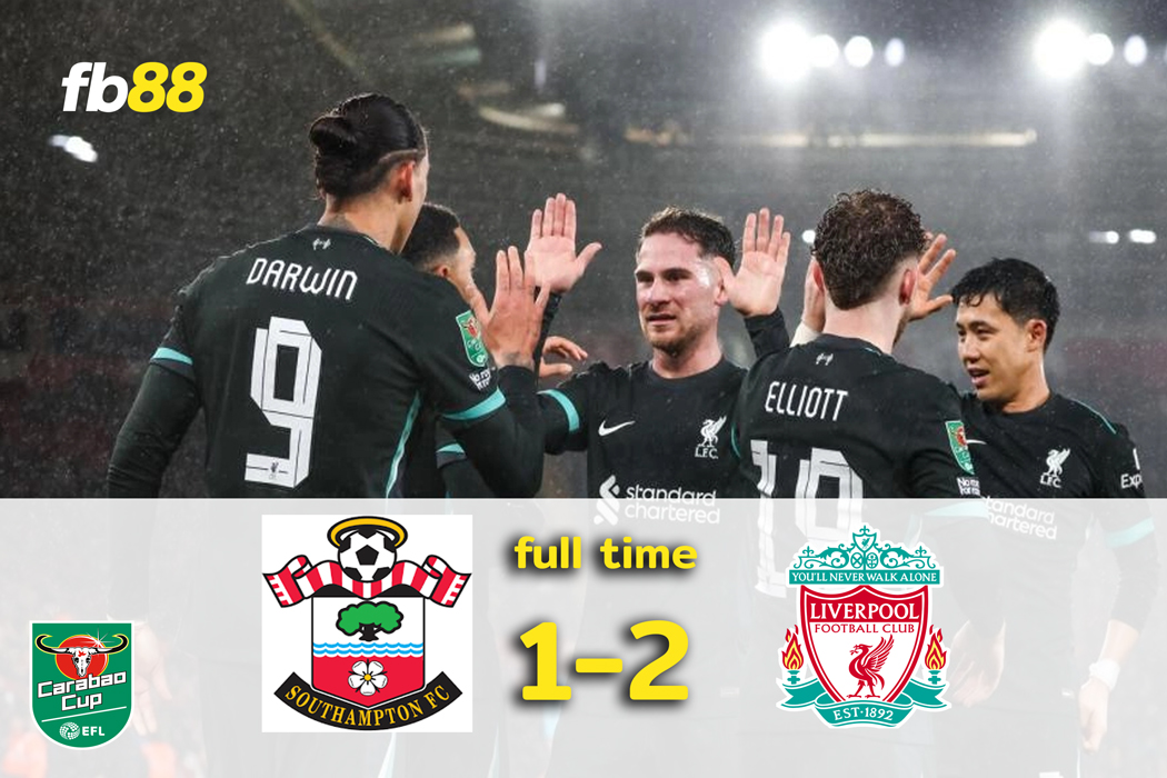 ผลบอล: เซาธ์แฮมป์ตัน พบ ลิเวอร์พูล เชือดยับ 2-1 ตัดเชือก คาราบาวคัพ