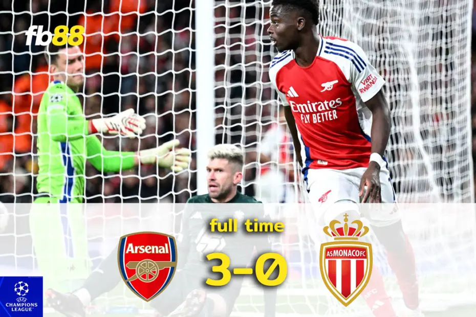 ผลบอล: อาร์เซน่อล พบ โมนาโก ซาก้า พาปืนใหญ่ถล่มเละ 3-0